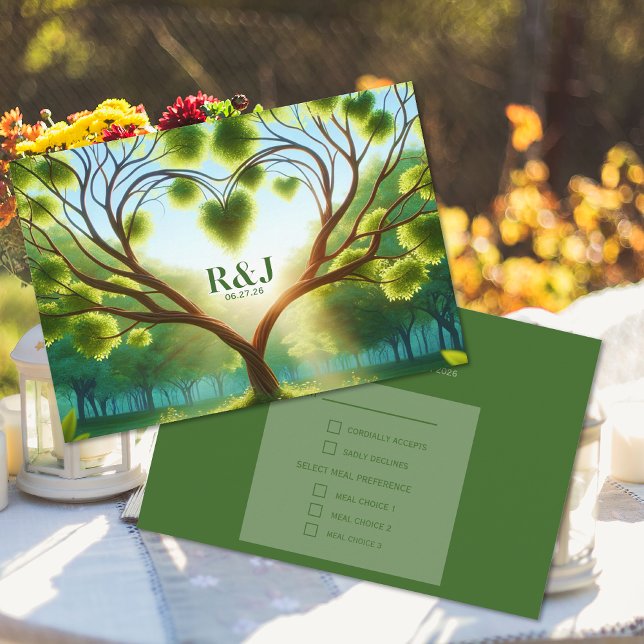 Green Wedding RSVP Enclosure Card Begleitkarte (Green Wedding RSVP Enclosure Card (front and back))