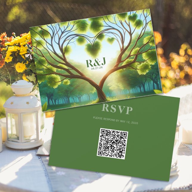 Green Wedding RSVP QR Code Response Card (Von Creator hochgeladen)