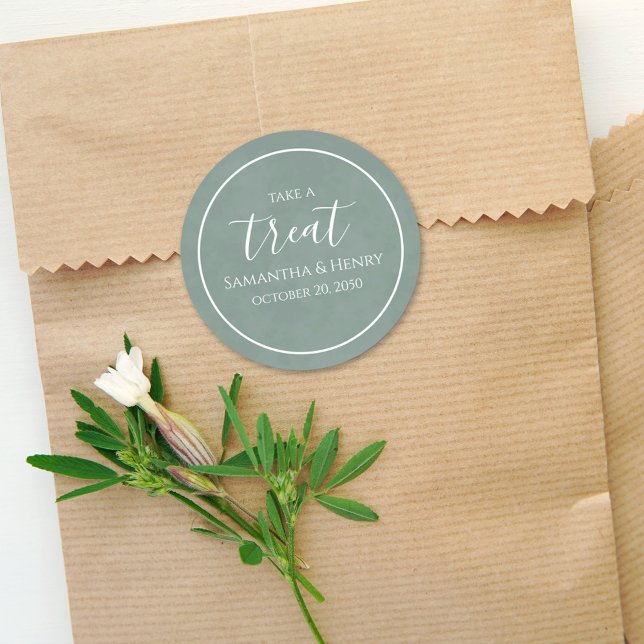 Green Wedding Simple Calligraphy Script-Leckerei Runder Aufkleber (Von Creator hochgeladen)