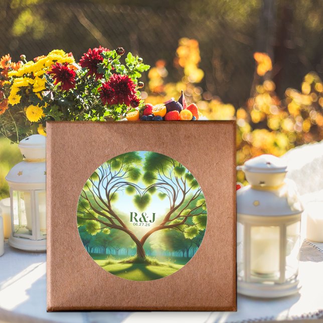 Green Wedle Couple Monogram Sticker (Green Wedding Couple Monogram Sticker)