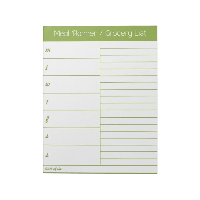 Green Weekly Meal Planner - Einkaufsliste Notizblock (Rotiert)
