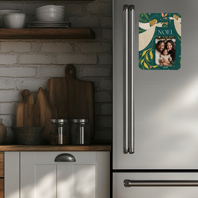 Green Weihnachten Holiday Postkarte Magnet (Magnetic Photo Christmas Magnet )