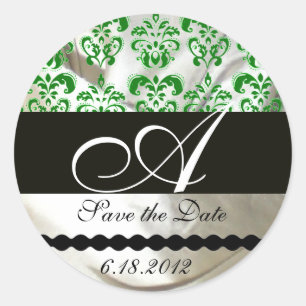 GREEN & WEISS SILK DAMASK CLOTH MONOGRAMM RUNDER AUFKLEBER