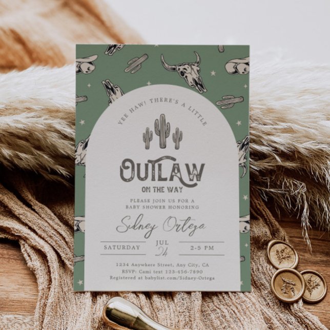 Green Western Baby Shower Invitation Einladung (Von Creator hochgeladen)