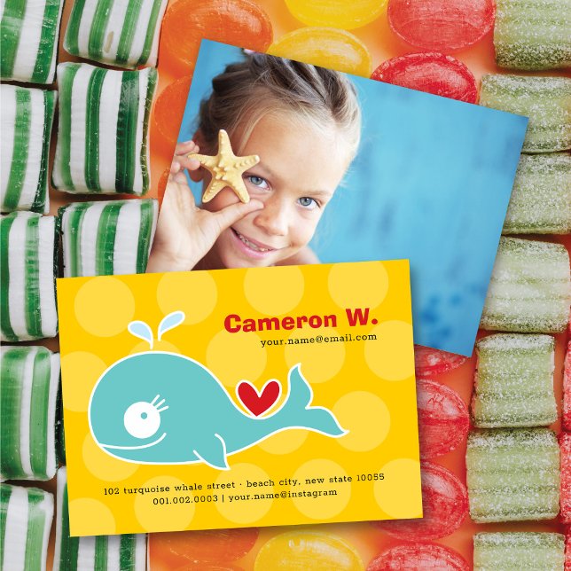 Green Whale Kid-Foto-Profil des niedlichen Cartoon Visitenkarte (Von Creator hochgeladen)