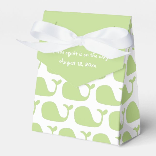 Green Whale Theme Baby Dusche Fevor Box Geschenkschachtel (Vorderseite)