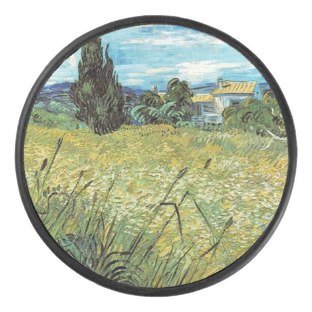 Green Wheat Field Vincent van Gogh Eishockey Puck (Vorderseite)