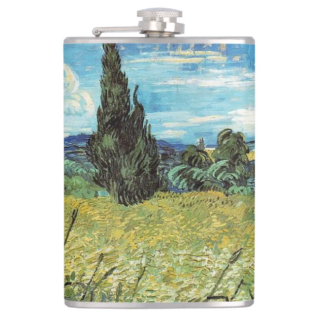 Green Wheat Field Vincent van Gogh Flachmann (Vorderseite)