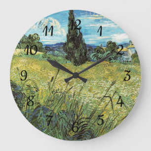 Green Wheat Field Vincent van Gogh Große Wanduhr