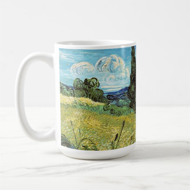 Green Wheat Field Vincent van Gogh Kaffeetasse (Links)