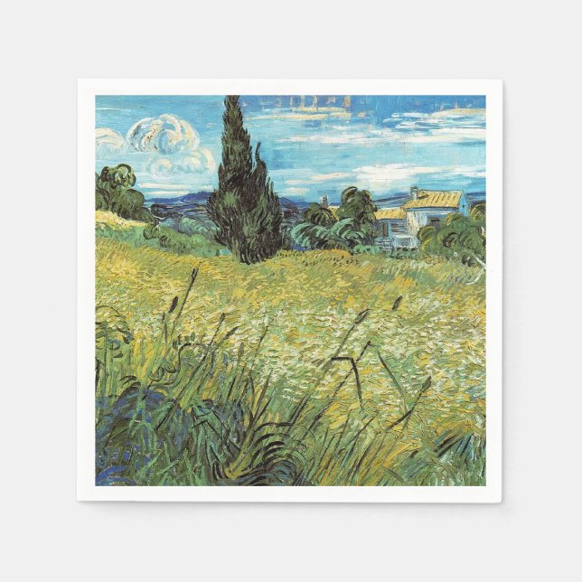 Green Wheat Field Vincent van Gogh Serviette (Vorderseite)