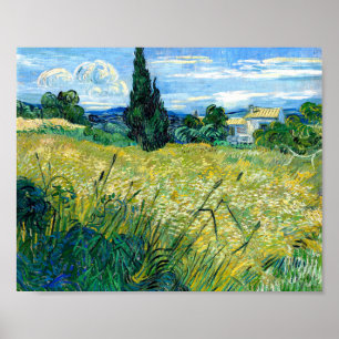 Green Wheat Field with Cypress (1889) Van Gogh Art Poster