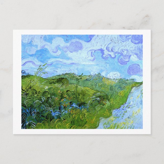 Green Wheat Fields Van Gogh Fine Art Postkarte (Vorderseite)