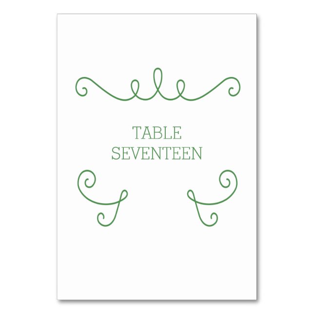 Green Whimsical Blüh Table Card Tischnummer (Vorderseite)