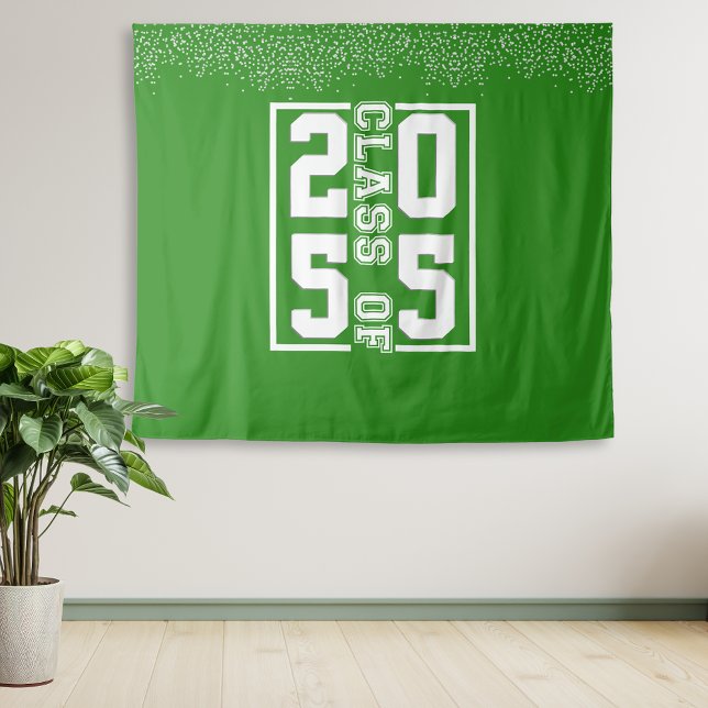 Green White Abschluss Class of Sporty Typografy Wandteppich (Von Creator hochgeladen)