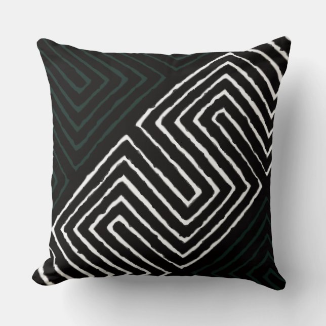 Green White African Maze Mud Cloud Tribal Kissen (Vorderseite)