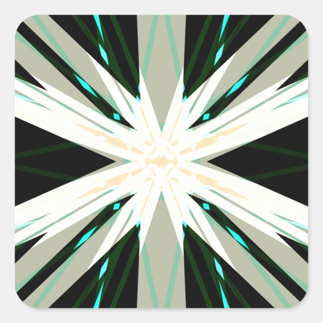 Green White Beige Winter Weihnachtssternschneefloc Quadratischer Aufkleber (Vorderseite)