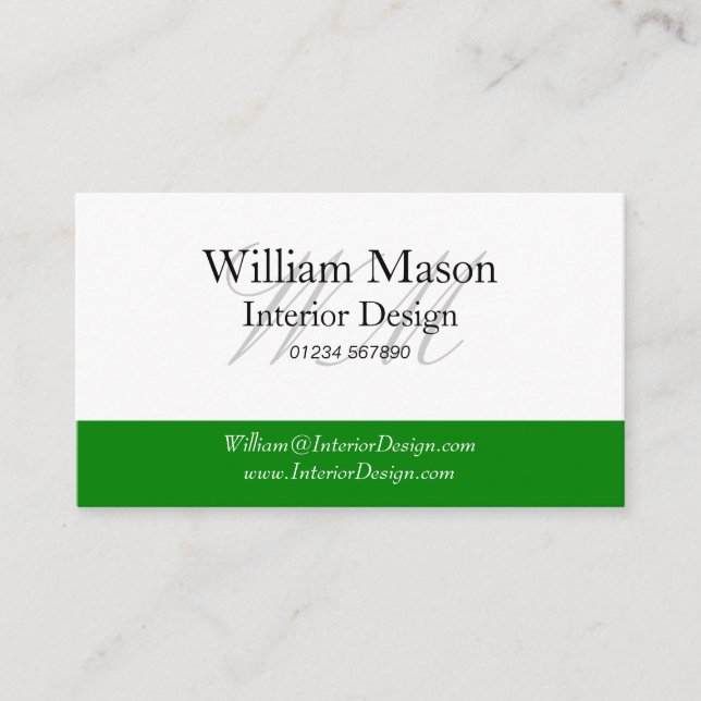 Green & White Beruflich Business Card Visitenkarte (Vorderseite)