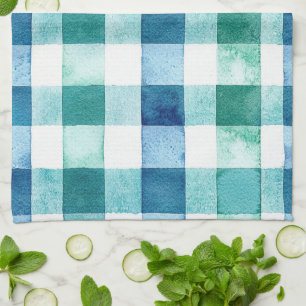 Green White Blue Kariert Stripes Weihnachten Geschirrtuch
