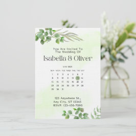 Green & White  Botanical Wedding invitation Einladung