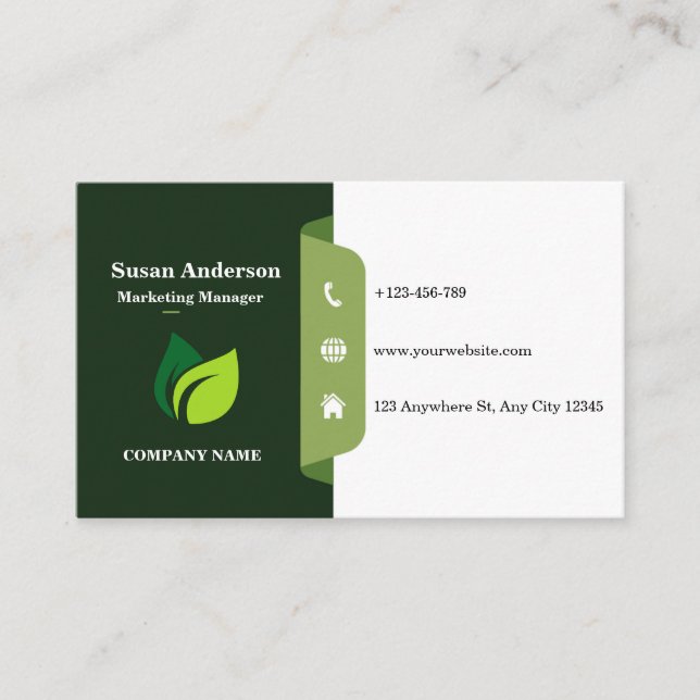 Green White Business Card Visitenkarte (Vorderseite)
