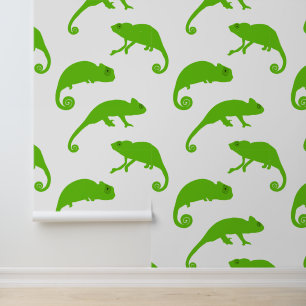 Green White Chameleon Muster Tapete