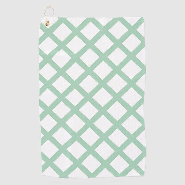 Green White Checker Diamond Pattern Golfhandtuch (Vorderseite)