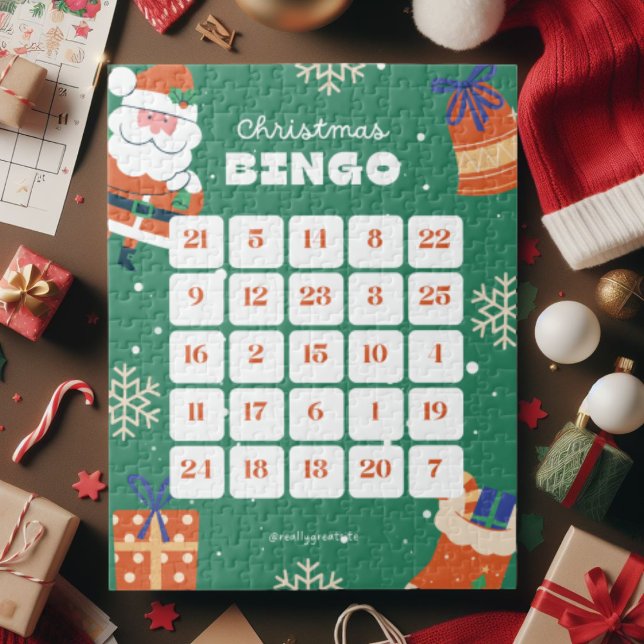 Green White Christmas Bingo Jigsaw Puzzle (Von Creator hochgeladen)