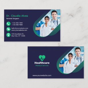Green White Creative Modern Medical Business Card Visitenkarte