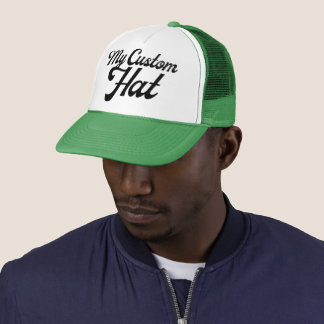 GREEN & WHITE Custom Trucker Hat Mesh Cap Blank Truckerkappe