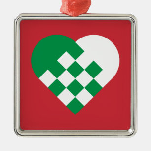 Green White Danish Heart Ornament Aus Metall