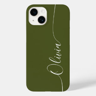 Green White Elegant Calligraphy Script Name Case-Mate iPhone 14 Hülle