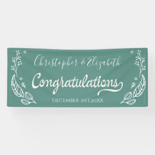 Green White Elegant Chic Hochzeitsgratulation Banner