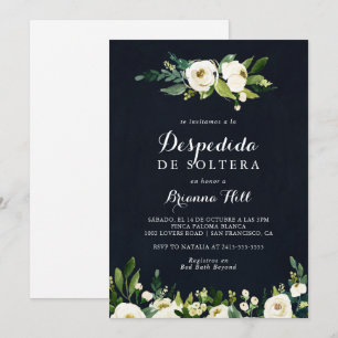 Green White Floral Blue Spanisches Brautparty Einladung