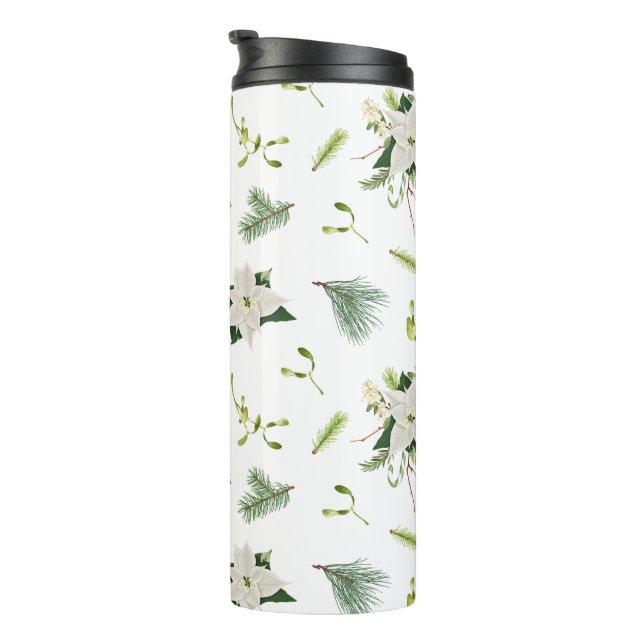 Green White Floral Soft and Stylish Thermosbecher (Nach rechts gedreht)