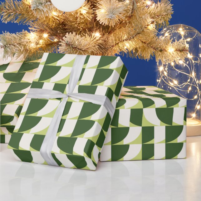 Green White Geometric Geschenkpapier (Feiertage)