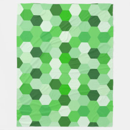 Green White Geometric Hexagon Fleecedecke