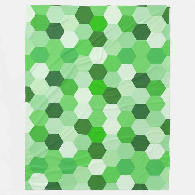Green White Geometric Hexagon Fleecedecke (Vorderseite)