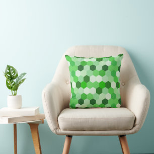 Green White Geometric Hexagon Kissen