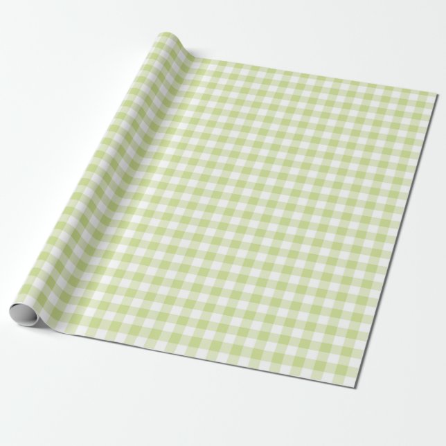 GREEN & WHITE GINGHAM KARIERT GESCHENKPAPIER (Ungerollt)