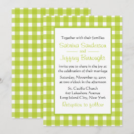 Green White Gingham Kariert Karos Country Wedding Einladung