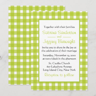 Green White Gingham Kariert Karos Country Wedding Einladung