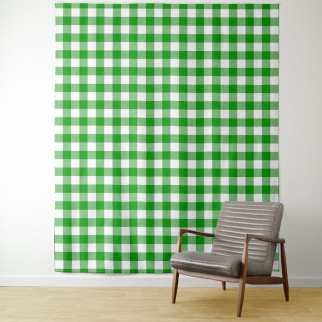 Green & White Gingham Karo Tapestry Wandteppich (Beispiel)