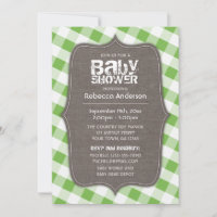 Green & White Gingham Leinwand Babydusche