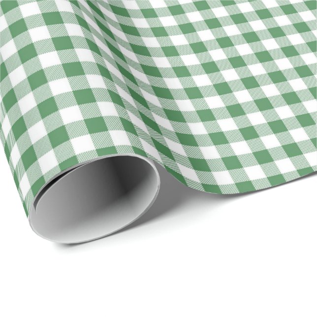 Green | White Gingham Wrapping Paper Geschenkpapier (Rolleneckpunkt)