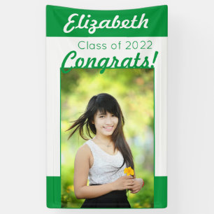Green & White Glückwunschs One Foto Graduation Par Banner