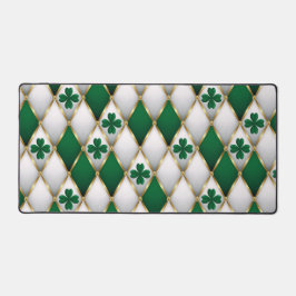 GREEN WHITE GOLD IRISH TUFTED LOOK SHAMROCKS SCHREIBTISCHUNTERLAGE