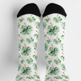 Green White Gold Shamrocks St. Patrick's Day Socken