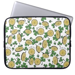 Green White & Gold St Patrick's Lucky You Kleeblat Laptopschutzhülle