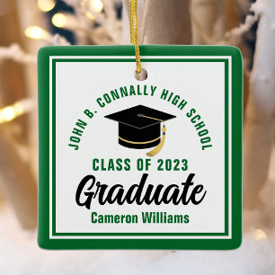 Green White Graduate 2025 Personalisierte Weihnach Keramikornament